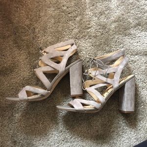 Sam Edelman Lace Up Block Heel Suede Sandal